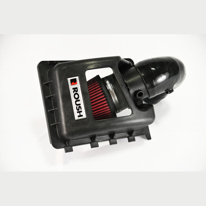 Roush Performance cold air intake kit with transparent airbox cover and red dry filter for 2019-2023 Ford Ranger 2.3L