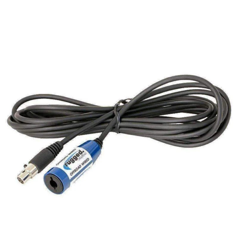 Rugged Radios 16-foot straight communication cable with black Nexus-style connectors for OFFROAD intercom systems.