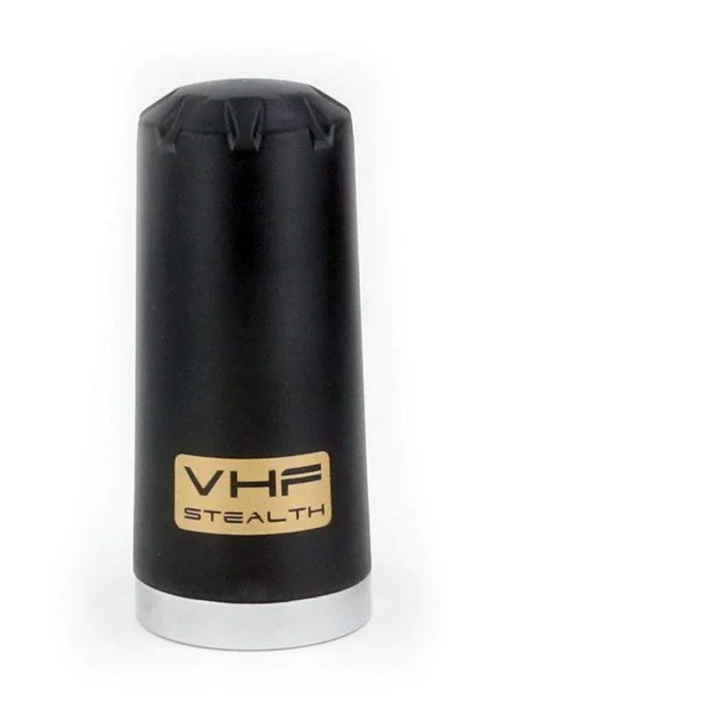 Rugged Radios Stealth low profile VHF antenna with a compact black finish and non-ground plane design.