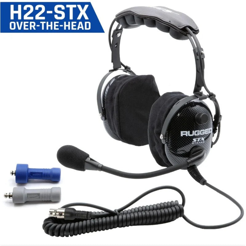 Rugged Radios H22-STX Ultimate over-the-head stereo headset with noise-canceling microphone and heavy-duty cabling.