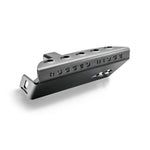Rugged Ridge 1/4-inch steel hitch skid plate with integrated step in textured black for 2-inch receiver hitches.