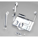 Mirror polished 304 stainless steel battery tray kit for 1976-1986 Jeep CJ and Scrambler models.