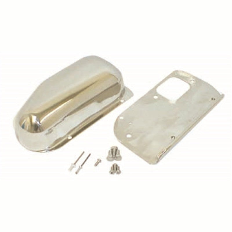 Polished mirror finish 304 stainless steel wiper motor cover for Jeep CJ models.