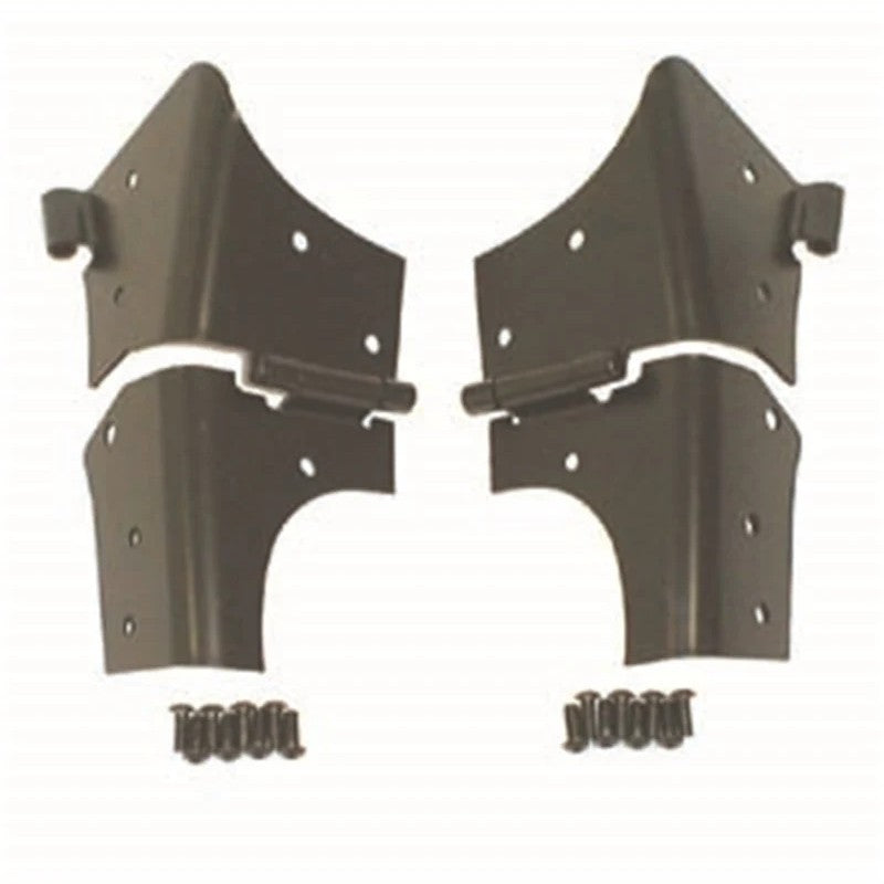 Rugged Ridge black powder-coated windshield hinges and mounting hardware for 1997-2006 Jeep Wrangler TJ