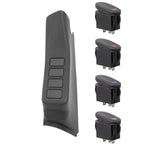 Rugged Ridge black textured A-pillar 4-switch pod kit for 2011-2018 Jeep Wrangler JK LHD