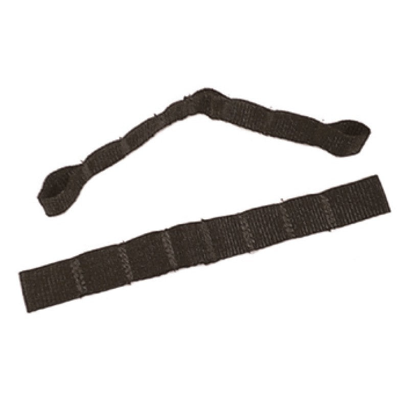 Pair of heavy-duty black adjustable nylon door limit straps with multiple adjustment loops