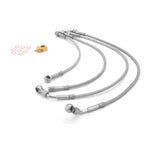 Rugged Ridge pair of braided stainless steel brake hoses with silver jacket and fittings