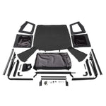 Rugged Ridge Black Diamond soft top with black frame and tinted windows installed on a 1976-1995 Jeep CJ7 or Wrangler YJ