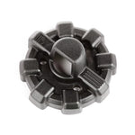 Textured black Rugged Ridge Elite antenna base made of die-cast aluminum for Jeep Wrangler and Gladiator models.