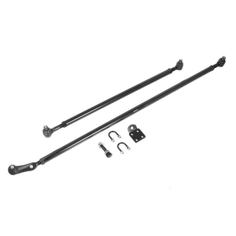 Rugged Ridge heavy duty steel tie rod and drag link steering kit with 7/8 inch rod ends and hardware.
