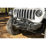 Rugged Ridge HD X-Striker satin black 2-inch tubular steel bumper overrider hoop for Jeep Wrangler front bumpers.