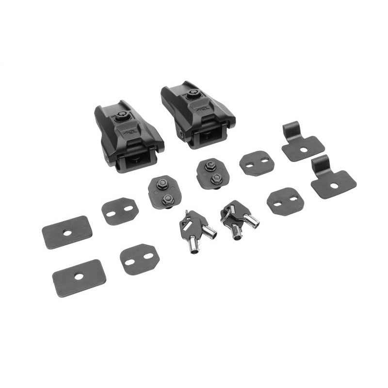 Black cast aluminum locking hood catch with adjustable torsion rod for Jeep Wrangler and Gladiator.