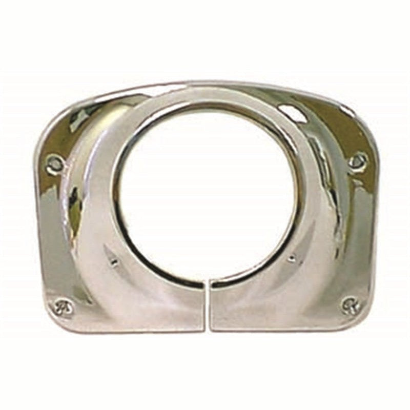 Two-piece chrome finished steering column cover for 1976-1986 Jeep CJ models with included mounting hardware.