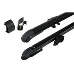 Black Rugged Ridge no-drill windshield channel header for 1997-2006 Jeep Wrangler soft top accessories.