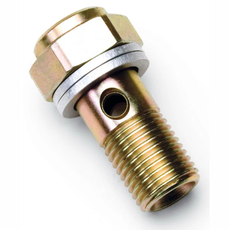 Silver Endura finish steel adapter fitting with 12mm x 1.25 threads and an integrated 1/8 inch NPT port.