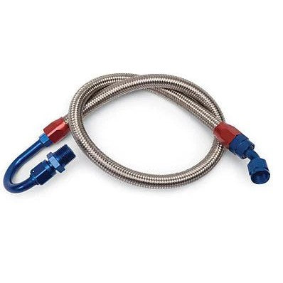 Russell Performance 651120 fuel hose kit featuring stainless steel braided ProFlex hose and red/blue aluminum fittings