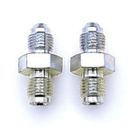 Two Russell Performance -3 AN SAE adapter fittings with a polished silver Endura finish.