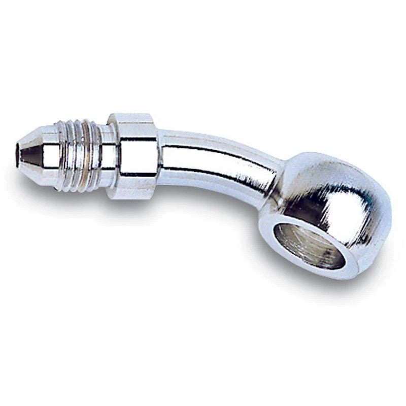 Russell Performance -3 AN SAE steel adapter fitting with a bright, polished Endura finish.