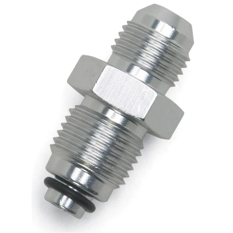 Russell Performance 648060 zinc-plated steel adapter fitting, -6 AN male to 16mm x 1.5 metric O-ring seal.