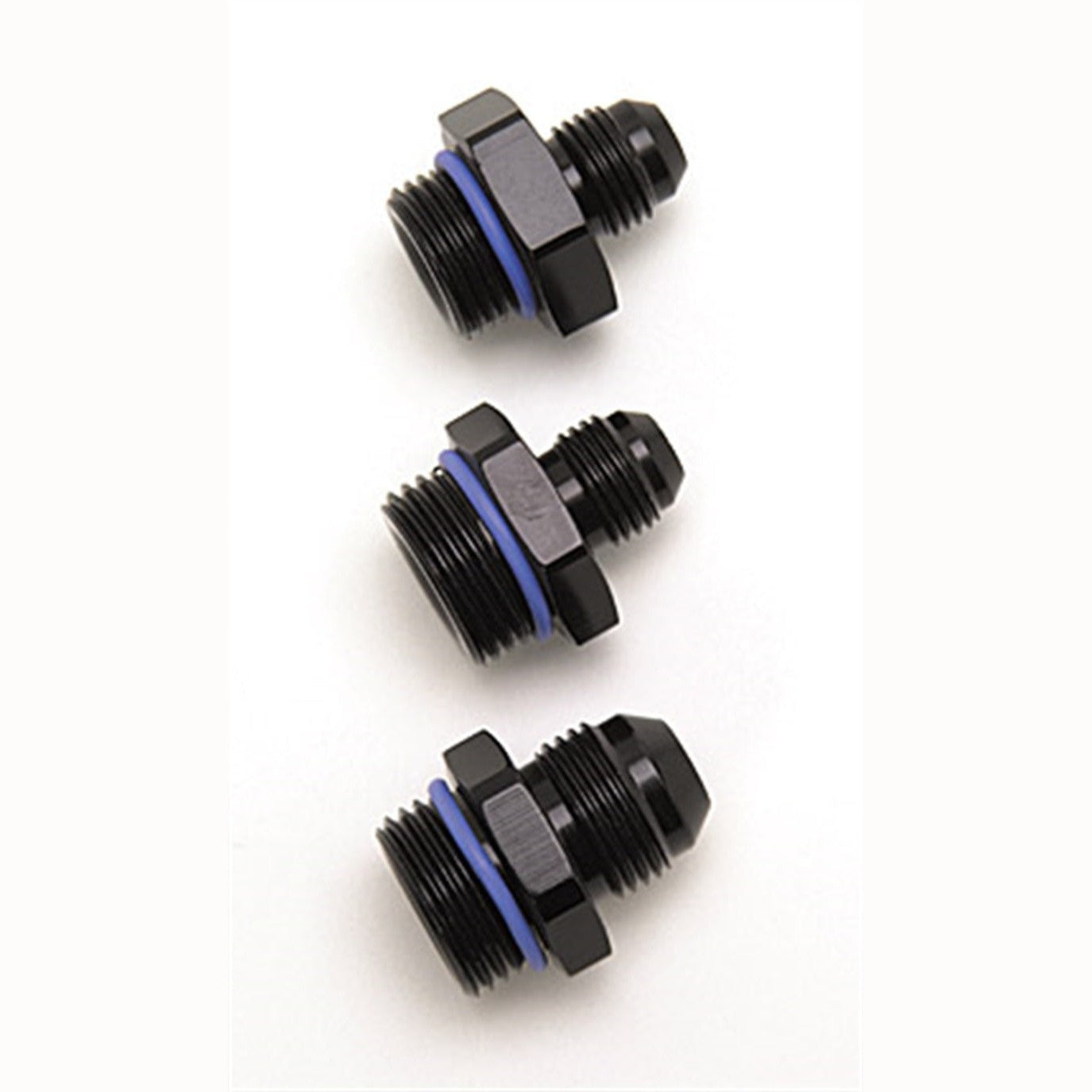 Precision-machined 6061-T6 aluminum Russell Performance -6 AN to -8 AN radius port adapter fitting.