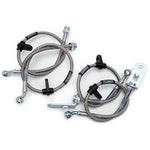 Russell Performance stainless steel braided brake line kit with zinc plated fittings and hardware.