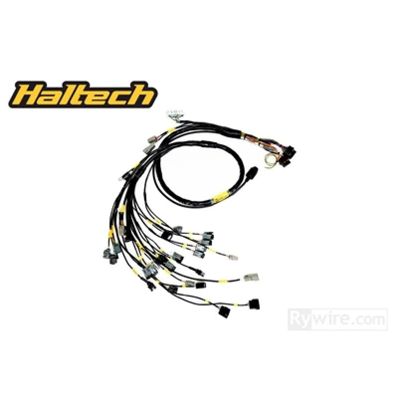 Rywire K-Series naturally aspirated engine harness for Haltech Elite 1500 showing mil-spec wiring and connectors.