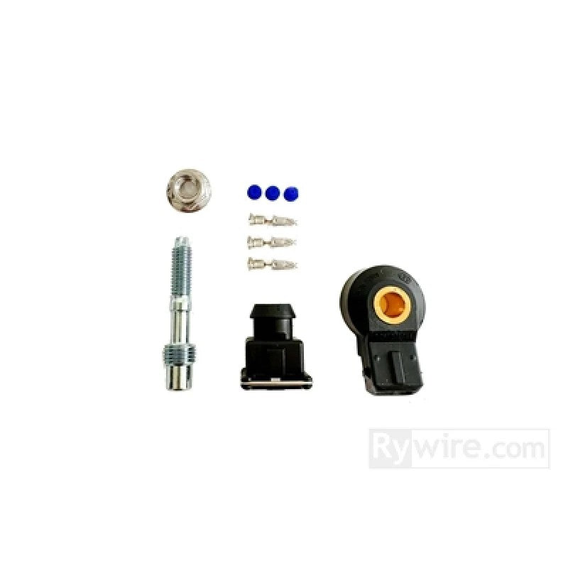 Rywire M10 Bosch wideband knock sensor kit including the sensor, wiring pigtail, and mounting hardware.