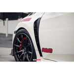 Pair of glossy 3K 2x2 twill weave carbon fiber fender ducts for 2017-2020 Honda Civic Type R.