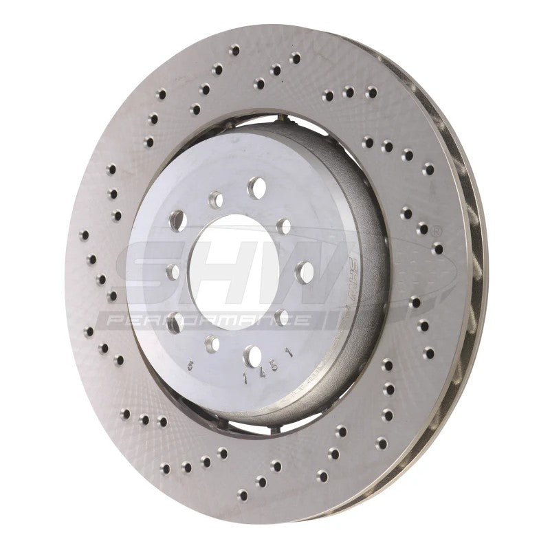 SHW Left Front Cross-Drilled Lightweight Brake Rotor for 2005-2008 BMW M3 and Z4 M