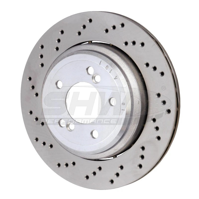 SHW cross-drilled lightweight left rear brake rotor for 2001-2008 BMW M3 and Z4 M