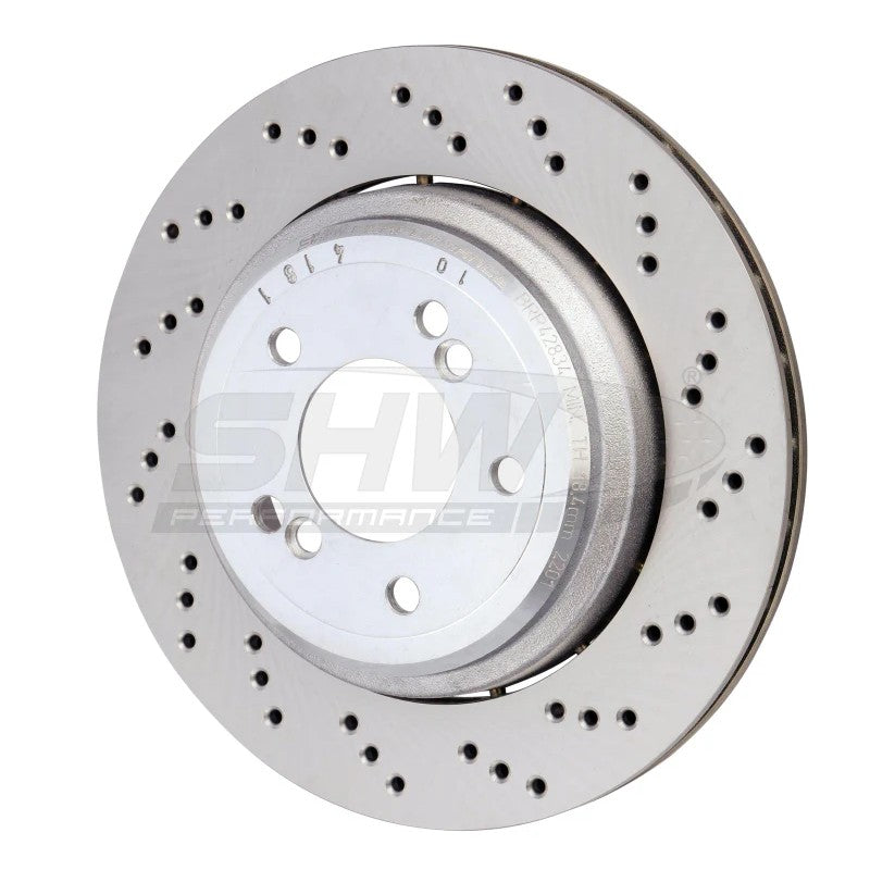 SHW right rear cross-drilled lightweight brake rotor for 2001-2008 BMW M3 and Z4