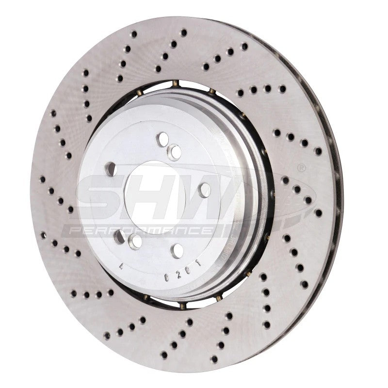 SHW cross-drilled lightweight left rear brake rotor for 2006-2010 BMW M5 and M6