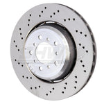 SHW cross-drilled lightweight brake rotor for front left position on BMW M3 and 1 Series M.