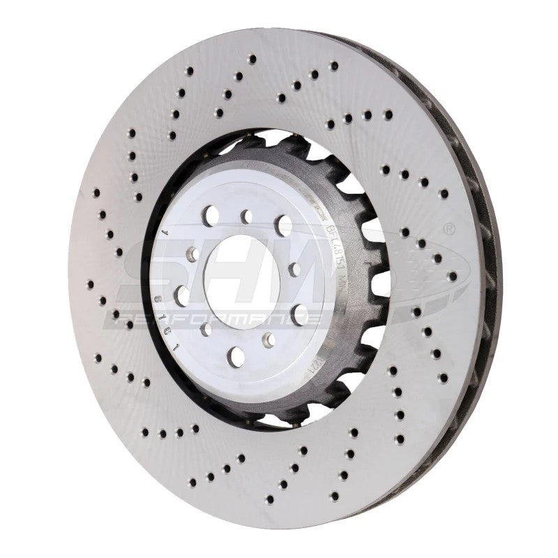 SHW BFL48151 cross-drilled lightweight front left brake rotor for BMW M5 and M6