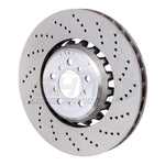 SHW right front cross-drilled lightweight brake rotor for BMW M5 and M6.