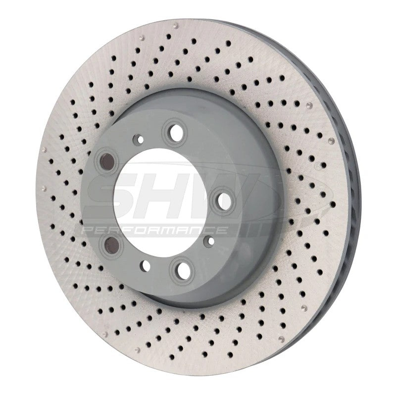 SHW drilled and dimpled left rear brake rotor for 2001-2016 Porsche 911