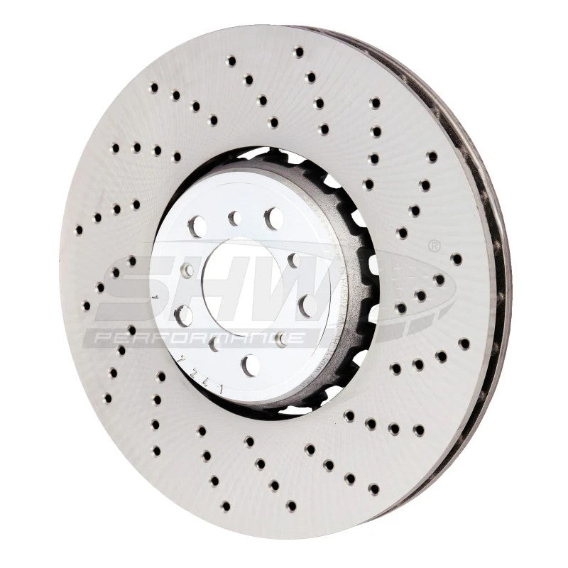 SHW Right Front Cross-Drilled Lightweight Brake Rotor BFR48502 for 2015-2019 BMW X5 M and X6 M.