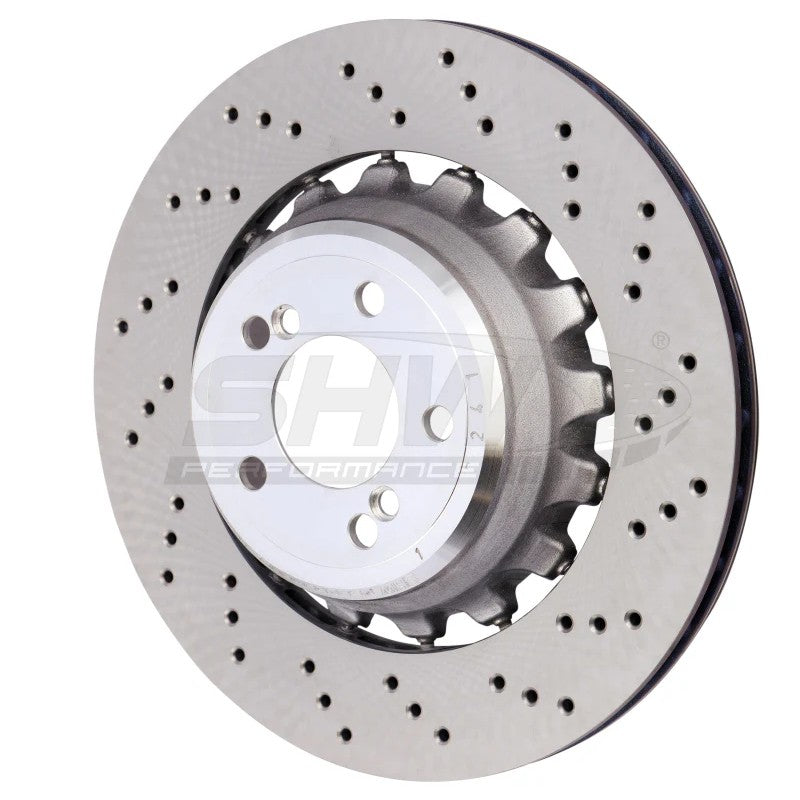 SHW right rear cross-drilled lightweight brake rotor for BMW X5 M and X6 M (4.4L) BRR48504