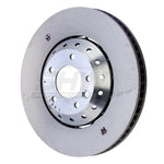 SHW smooth lightweight right front brake rotor for 2011-2018 Porsche Cayenne showing central cooling vanes and smooth face.