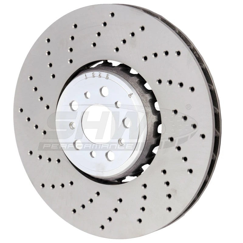 SHW cross-drilled lightweight front left brake rotor for BMW M5 and M8