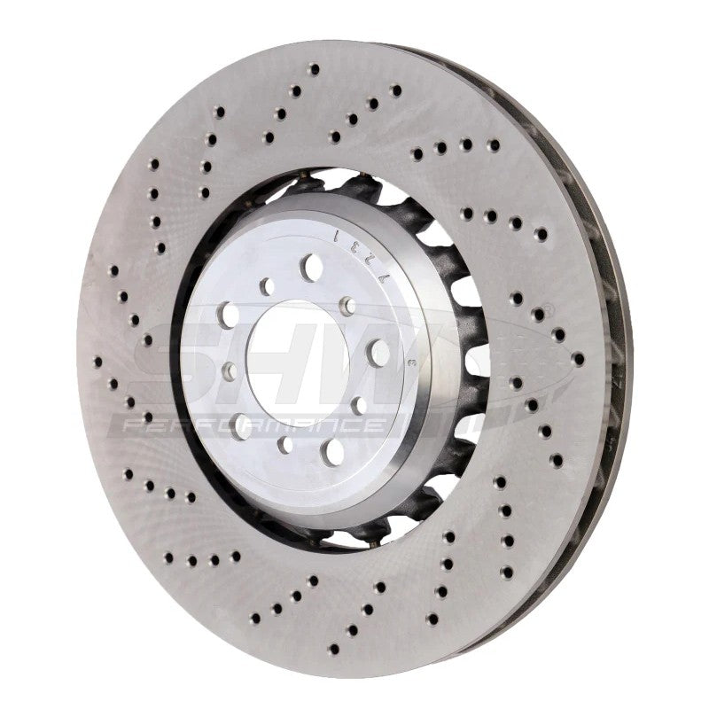 SHW front left cross-drilled lightweight brake rotor for BMW M2 3.0L