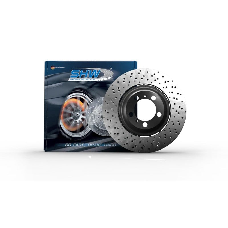 SHW 2003 Audi RS6 4.2L Right Front Cross-Drilled Lightweight Brake Rotor (4B3615302A)