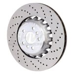 SHW right rear cross-drilled lightweight brake rotor for 2020-2025 BMW X5 and X6.