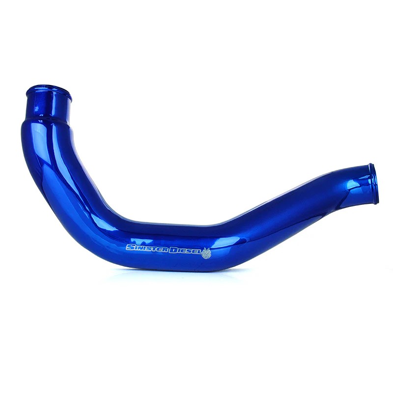 Sinister Blue 3-inch aluminum hot side intercooler charge pipe with 4-ply silicone boots and stainless steel clamps.