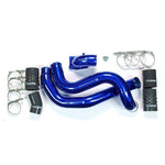 Polished Sinister Blue 3-inch aluminum intercooler pipes and intake elbow with 4-ply silicone boots for 6.0L Powerstroke.