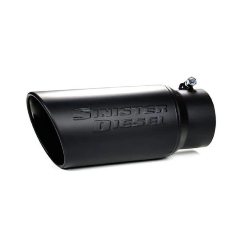 Sinister Diesel black ceramic coated stainless steel exhaust tip with 4-inch inlet and 6-inch outlet