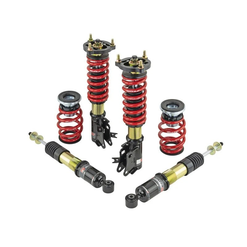 Skunk2 Pro ST adjustable coilovers with gold zinc-plated shock bodies and black linear springs for 06-11 Honda Civic.