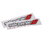 Set of two Skunk2 5-inch vinyl decals featuring the classic logo in white with black and red lettering.