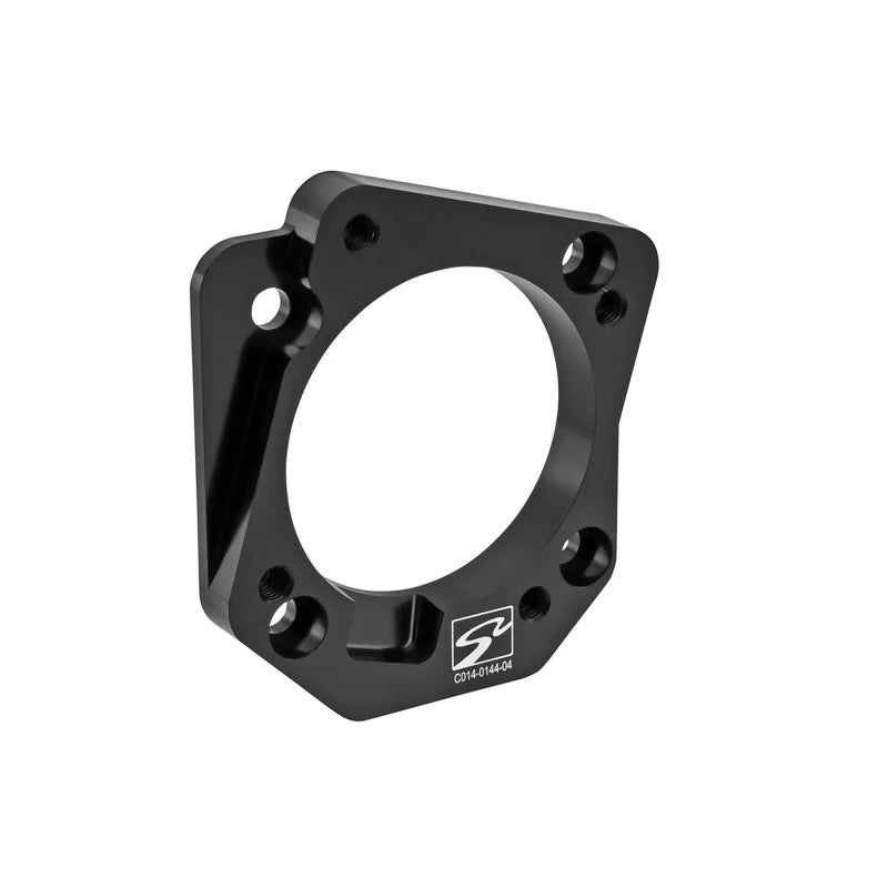 Skunk2 CNC billet aluminum throttle body adapter, RBC flange to PRB pattern, 74mm opening with IACV notch.