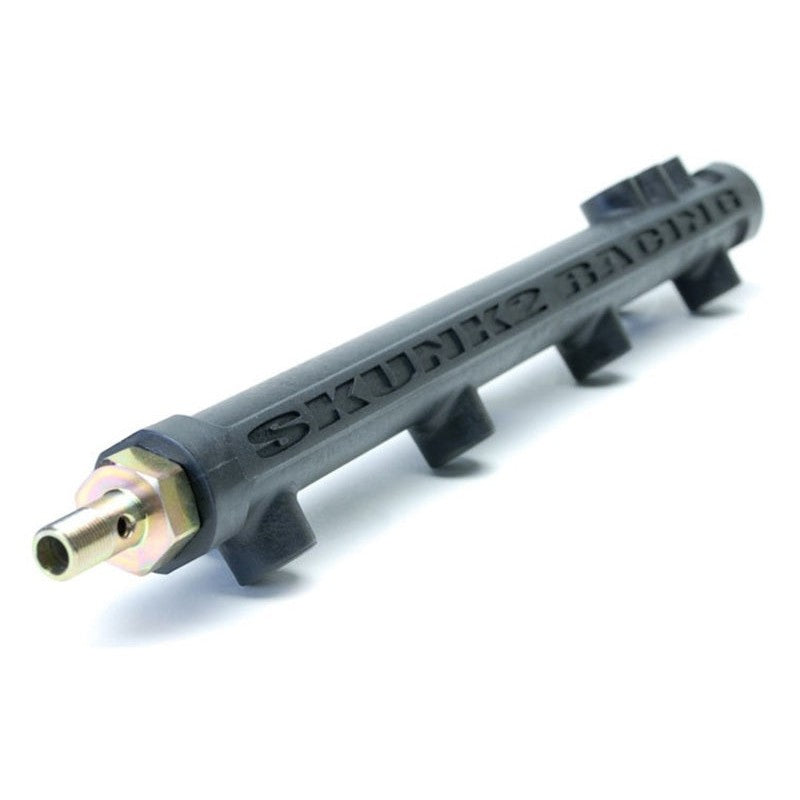Skunk2 carbon-impregnated aerospace thermo-polymer composite high volume fuel rail for Honda B-Series engines.